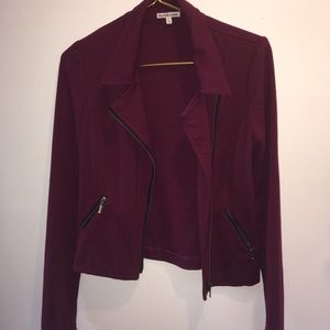 Maroon Cloth Moto Jacket